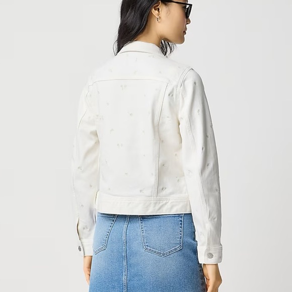 J. Crew Factory Ivory Embroidered Classic Denim Jacket Women’s Size Small NEW - Picture 4 of 7